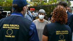 La eurodiputada portuguesa Isabel Santos, jefa de la misión de observación electoral en Venezuela Yuri CORTEZ AFP