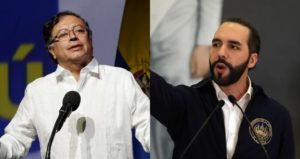 Gustavo Petro (i), presidente de Colombia; y Nayib Bukele, presidente de El Salvador (d). Fotos de EFE.