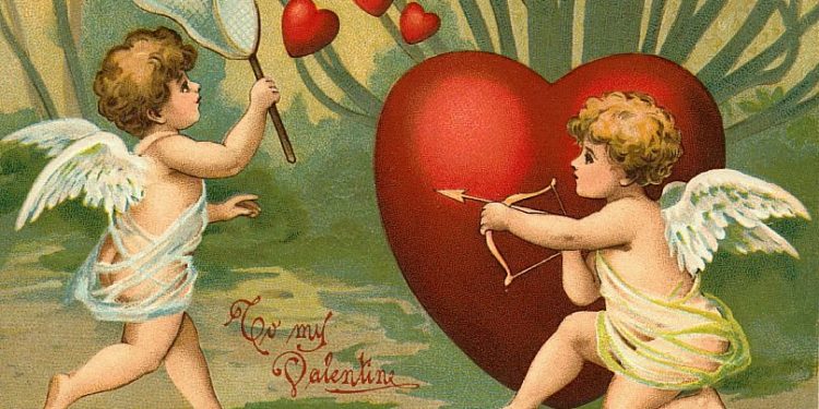 Una de las primeras representaciones artísticas de San Valentín con el popular personaje Cupido.
